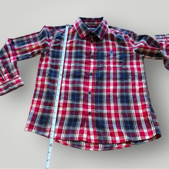 NWOT U.S. POLO ASSN. Blue/Red/White  Plaid Button Down Long Sleeve Shirt - Picture 7 of 16